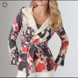Lucky Brand Raw Edge Floral Wrap Hoodie.